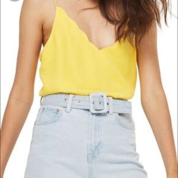 Topshop Yellow Spaghetti Strap Scalloped Tank - Picture 3 of 9